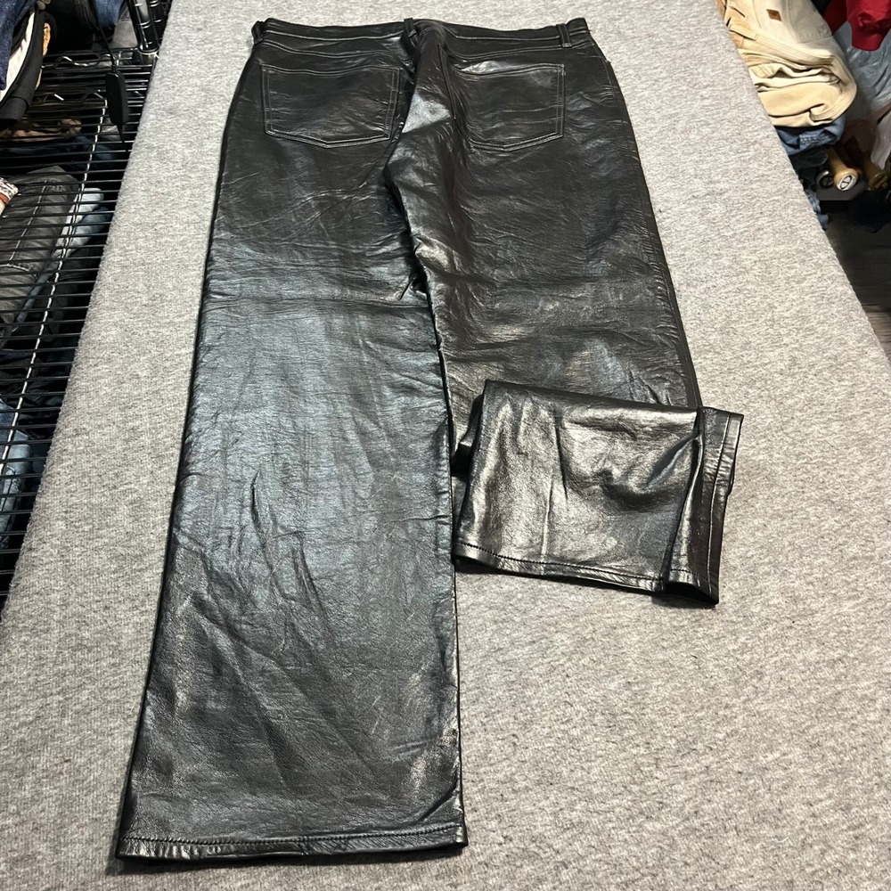 AGOLDE Recycled Leather Straight Leg Pants Black Size 31 Vegan High Rise
